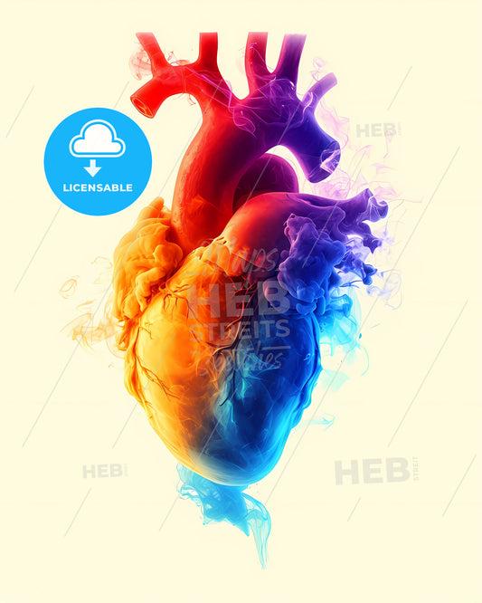 Heart Hard Adult Rock Illustration - A Colorful Human Heart With Smoke