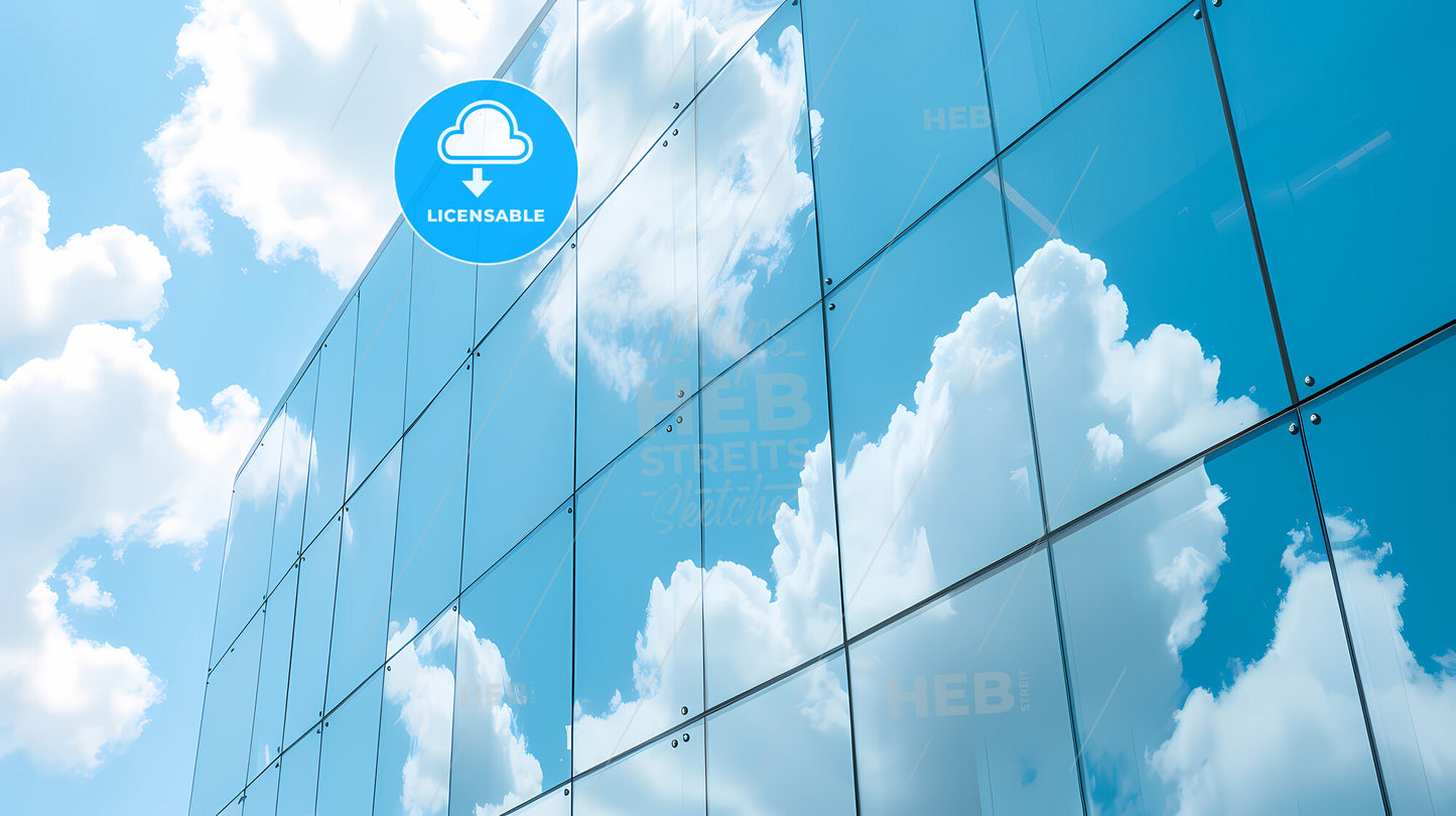 Reflective Skyscrapers, Business Office Buildings - A Building With A Reflection Of Clouds In It