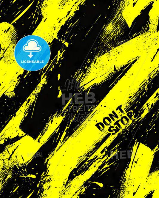 Repeated Pattern Of The Word Dont Stop In Hand-Writting Graffiti-Style - A Yellow And Black Background