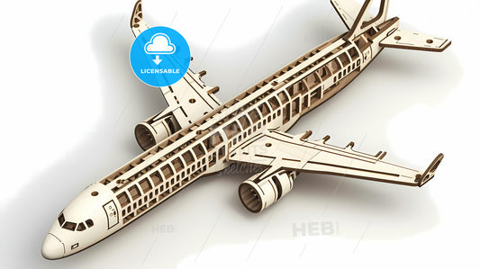 Realistic Style, A Boeing 747 Airliner, Made Of Wooden Planks - A Model Of An Airplane