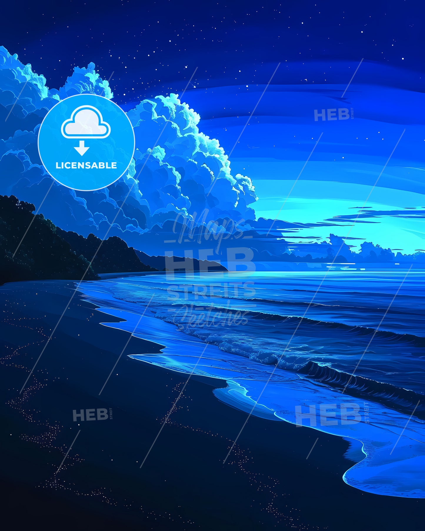 Matapalo Beach, Costa Rica - A Beach At Night With Clouds And Blue Sky