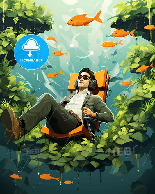 Today, Your Inner Voice Is Louder And Clearer - A Man Sitting In A Chair Surrounded By Plants And Goldfish
