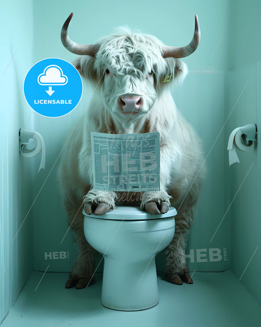 A Cow Sitting On A Tiny Toilet - A Cow Sitting On A Toilet