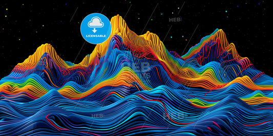 Stunning Aesthetic Wallpaper - A Colorful Mountain Range With Black Background