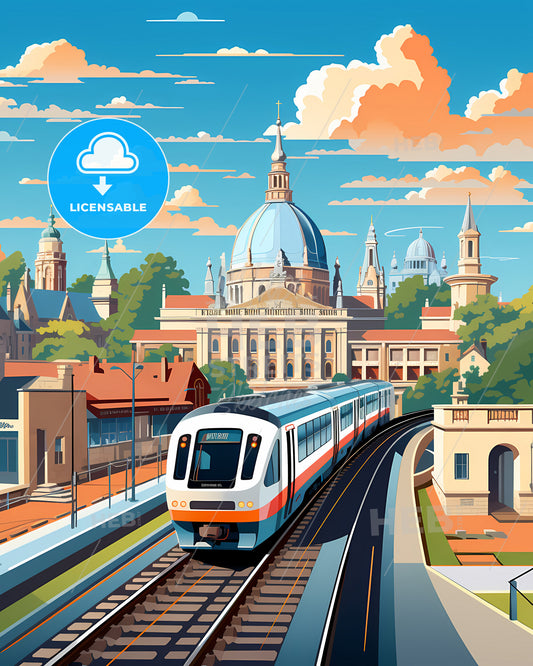 Kingston Upon Hull, England - A Train On The Tracks