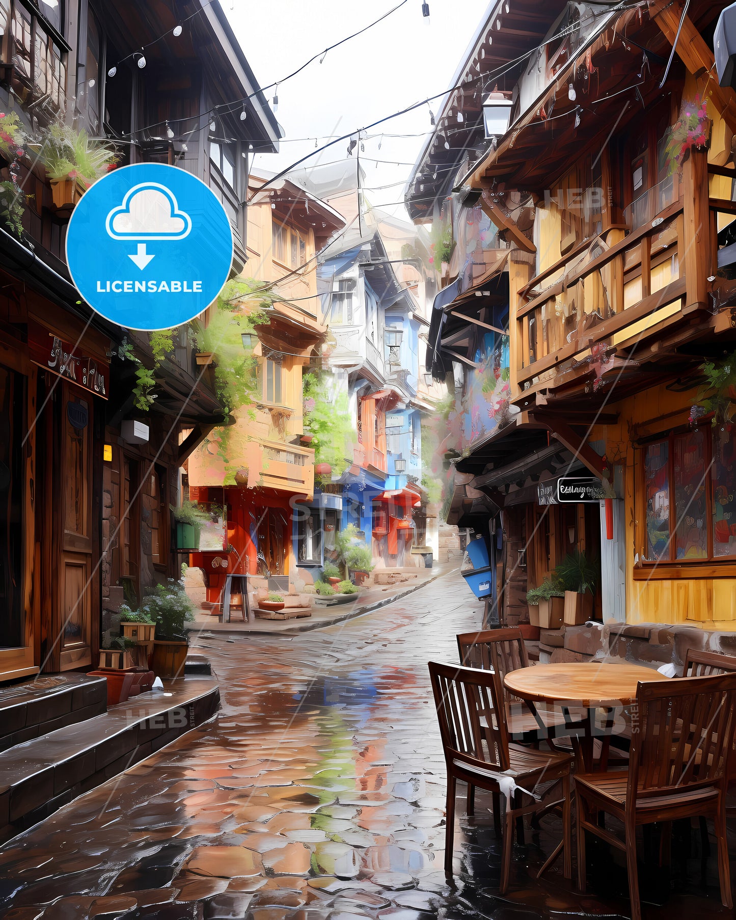 Orléans, France - A Street With Tables And Chairs In A Small Town