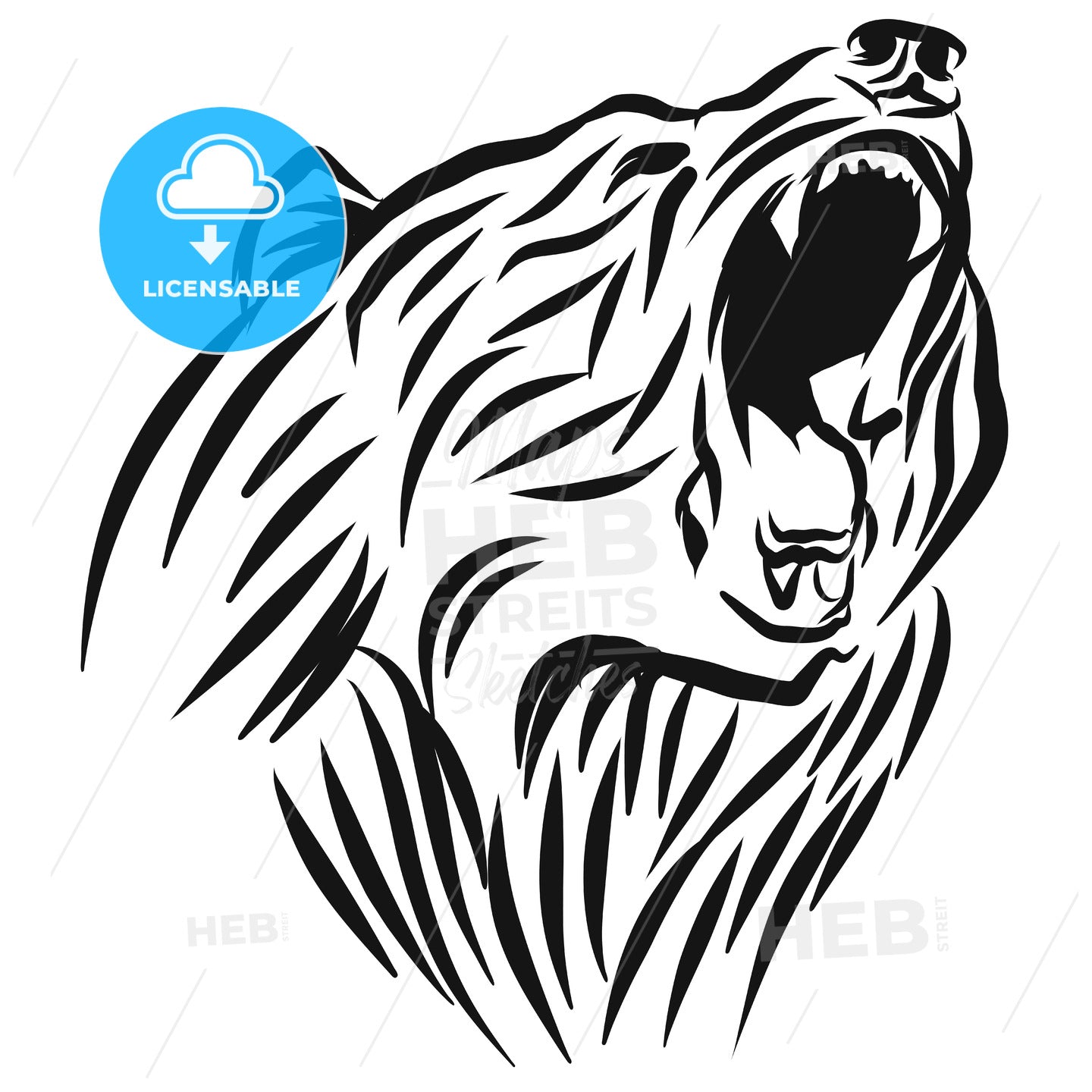 A roaring Bear head logo. – instant download