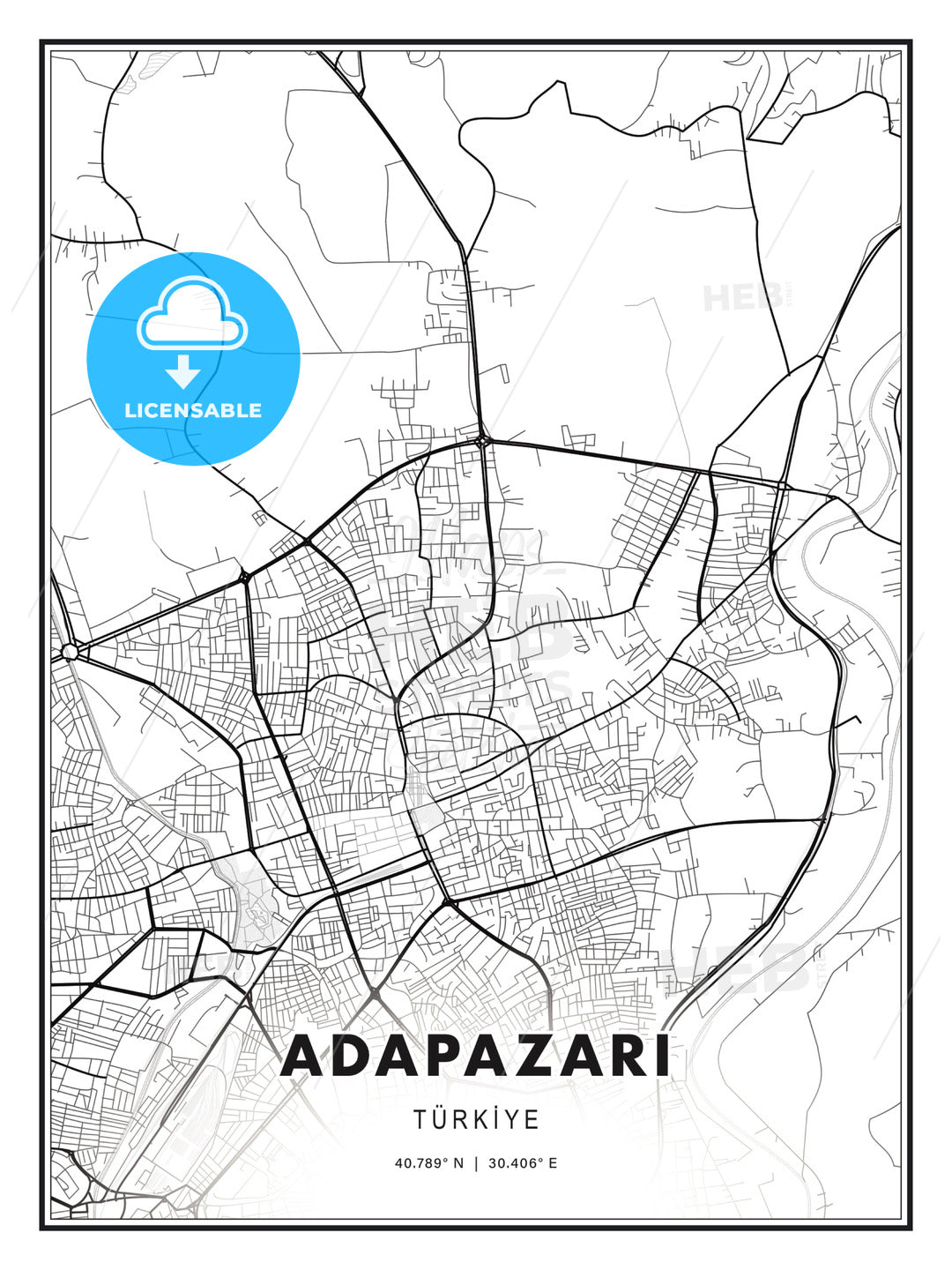 ADAPAZARI / Adapazarı, Turkey, Modern Print Template in Various Formats - HEBSTREITS Sketches