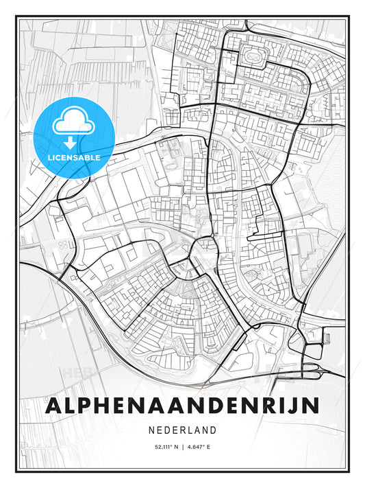 ALPHENAANDENRIJN / Alphen aan den Rijn, Netherlands, Modern Print Template in Various Formats - HEBSTREITS Sketches