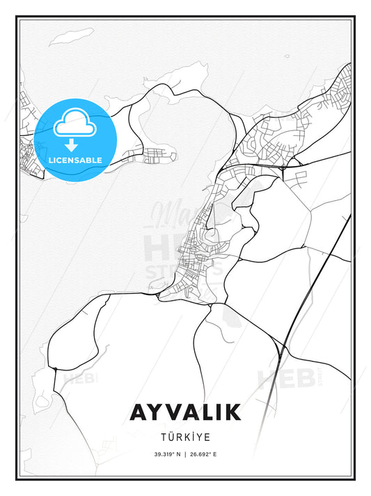 AYVALIK / Ayvalık, Turkey, Modern Print Template in Various Formats - HEBSTREITS Sketches