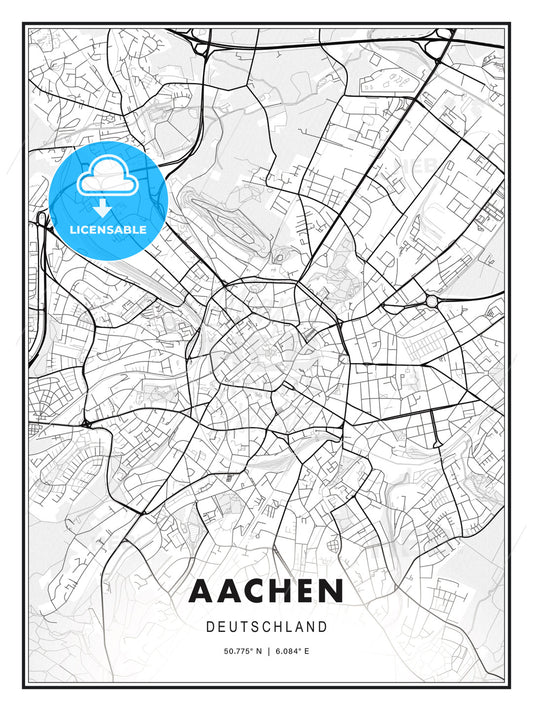Aachen, Germany, Modern Print Template in Various Formats - HEBSTREITS Sketches