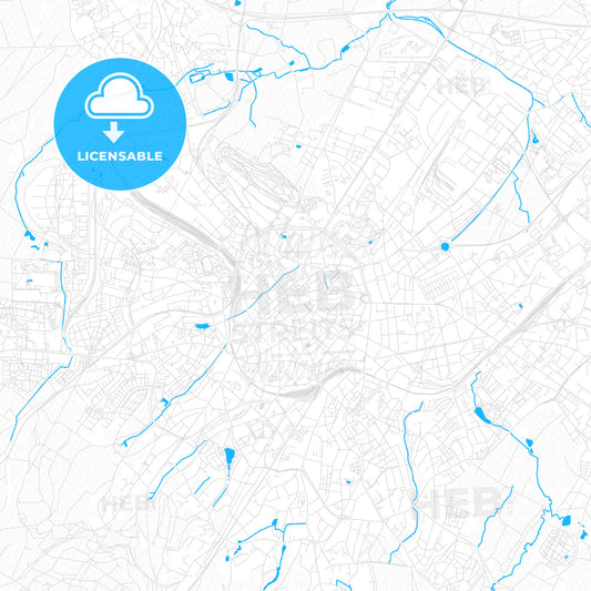 Aachen, Germany PDF vector map with water in focus