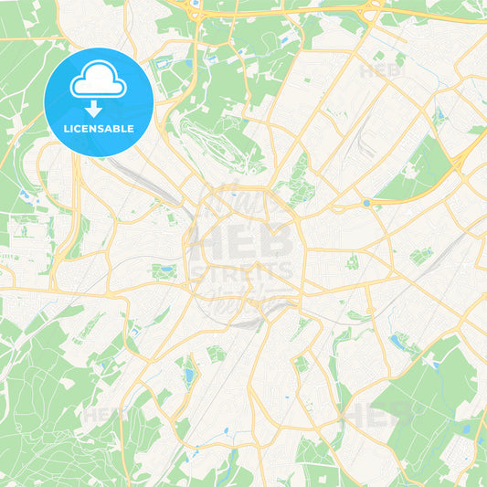 Aachen, Germany Vector Map - Classic Colors