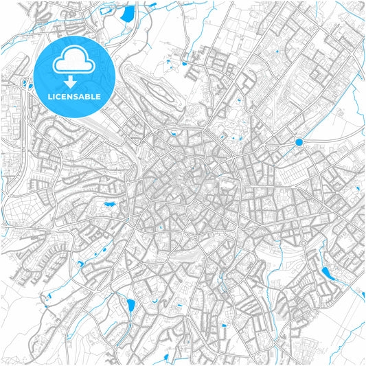 Aachen, North Rhine-Westphalia, Germany, city map with high quality roads.