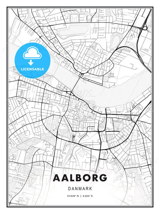 Aalborg, Denmark, Modern Print Template in Various Formats - HEBSTREITS Sketches