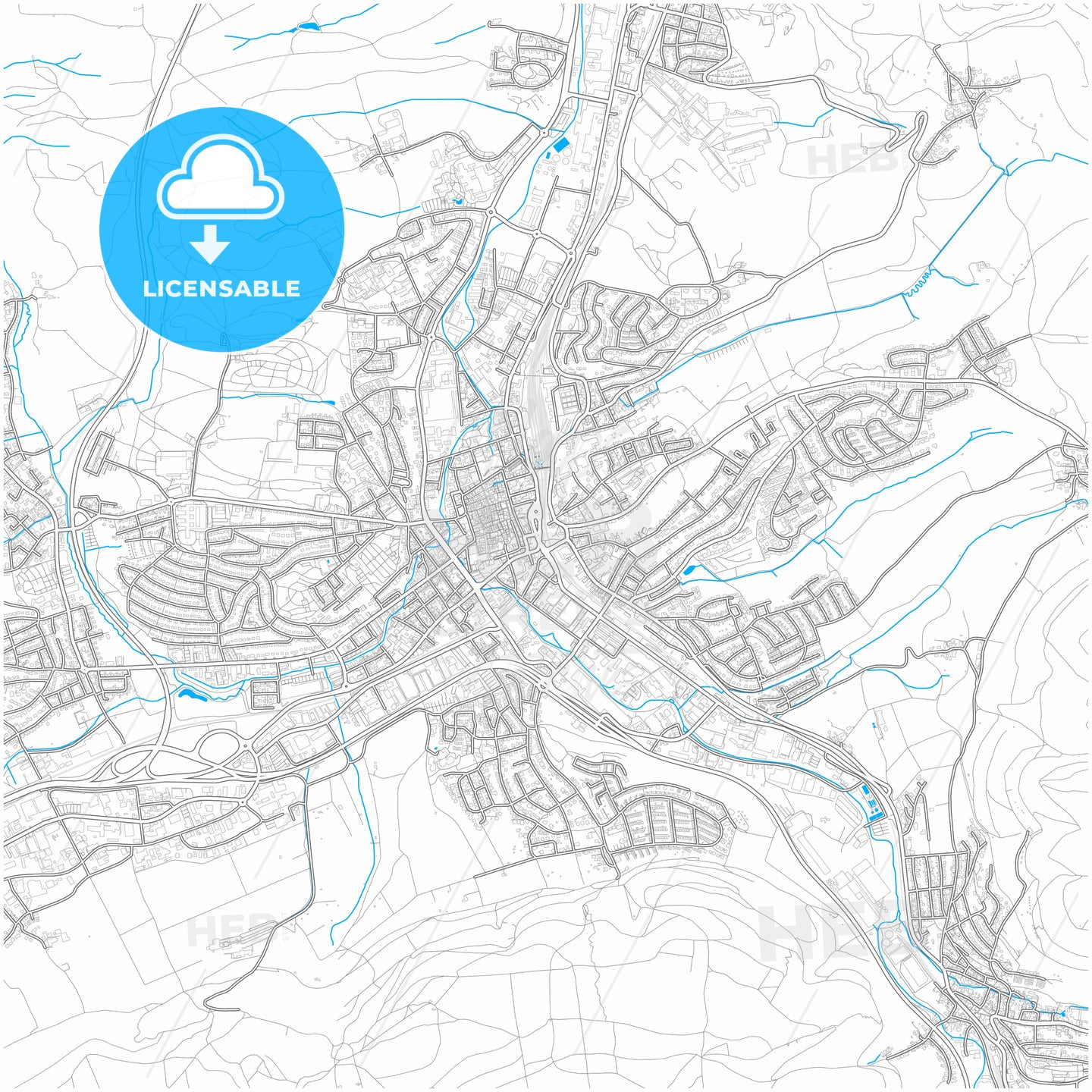 Aalen, Baden-Wuerttemberg, Germany, city map with high quality roads.