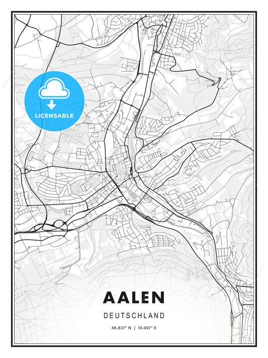 Aalen, Germany, Modern Print Template in Various Formats - HEBSTREITS Sketches