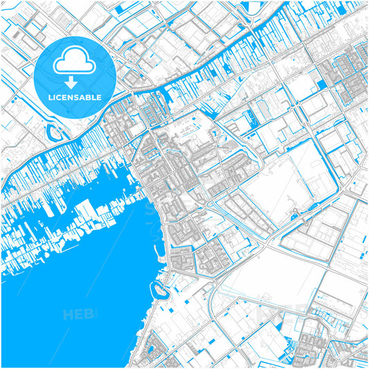 Aalsmeer, North Holland, Netherlands, city map with high quality roads.