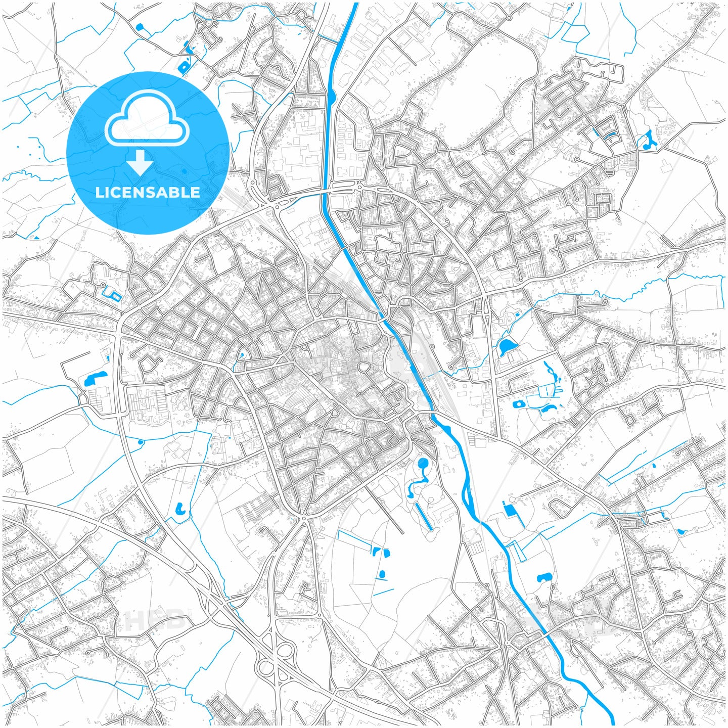 Aalst, East Flanders, Belgium, city map with high quality roads.