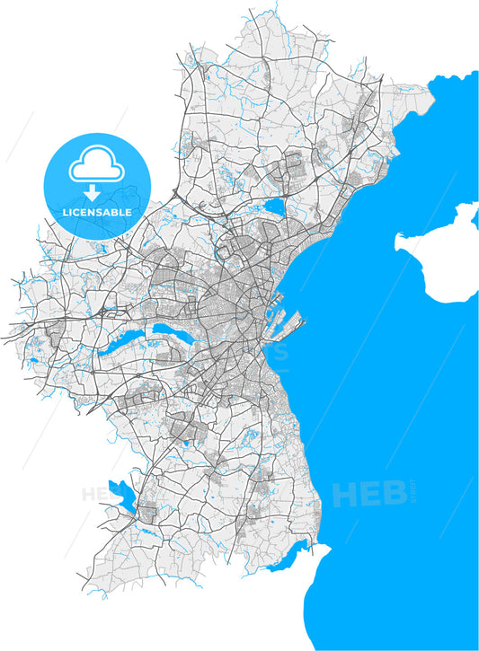 Aarhus Municipality, Denmark, high quality vector map