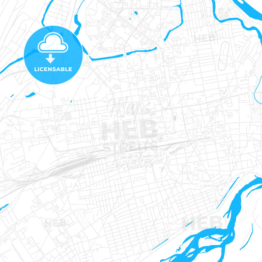 Abakan, Russia PDF vector map with water in focus