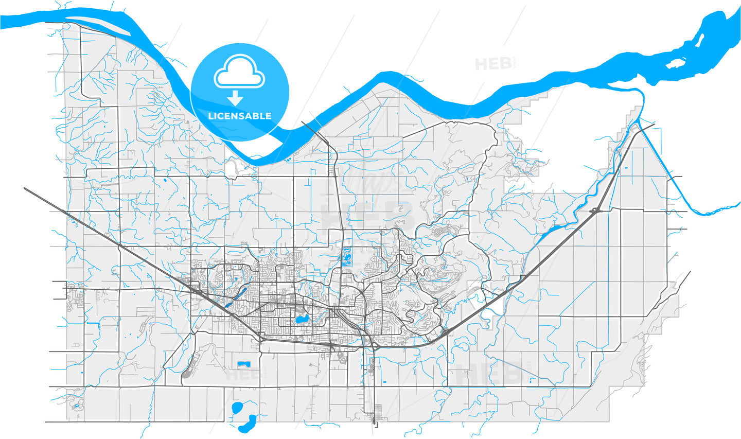 Abbotsford, British Columbia, Canada, high quality vector map