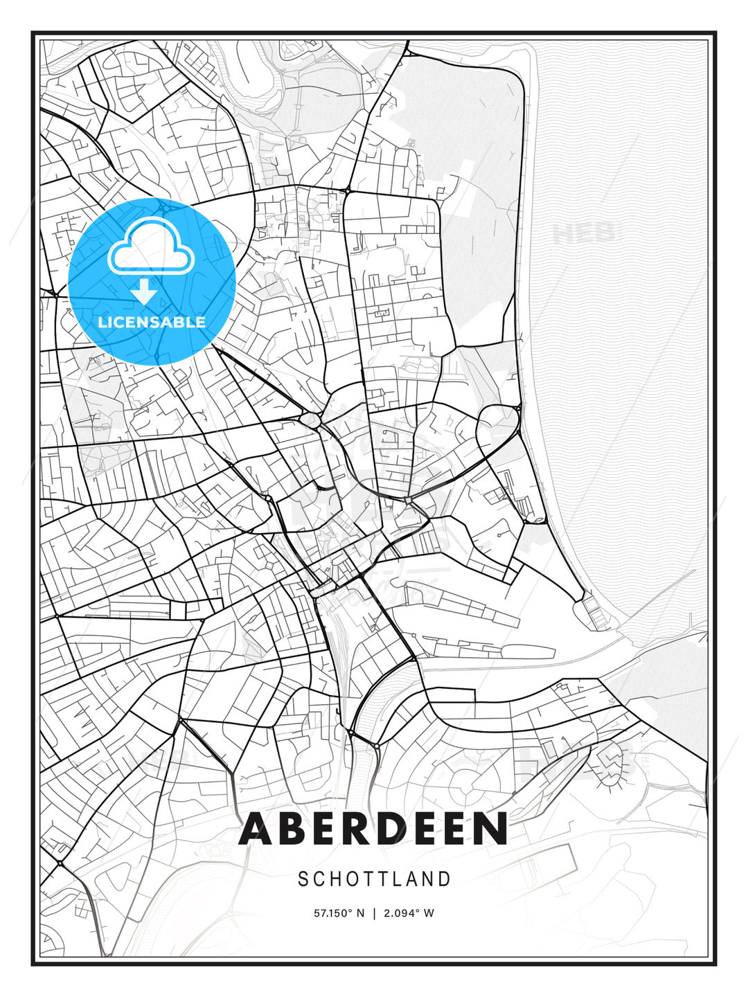 Aberdeen, Schottland, Modern Print Template in Various Formats - HEBSTREITS Sketches