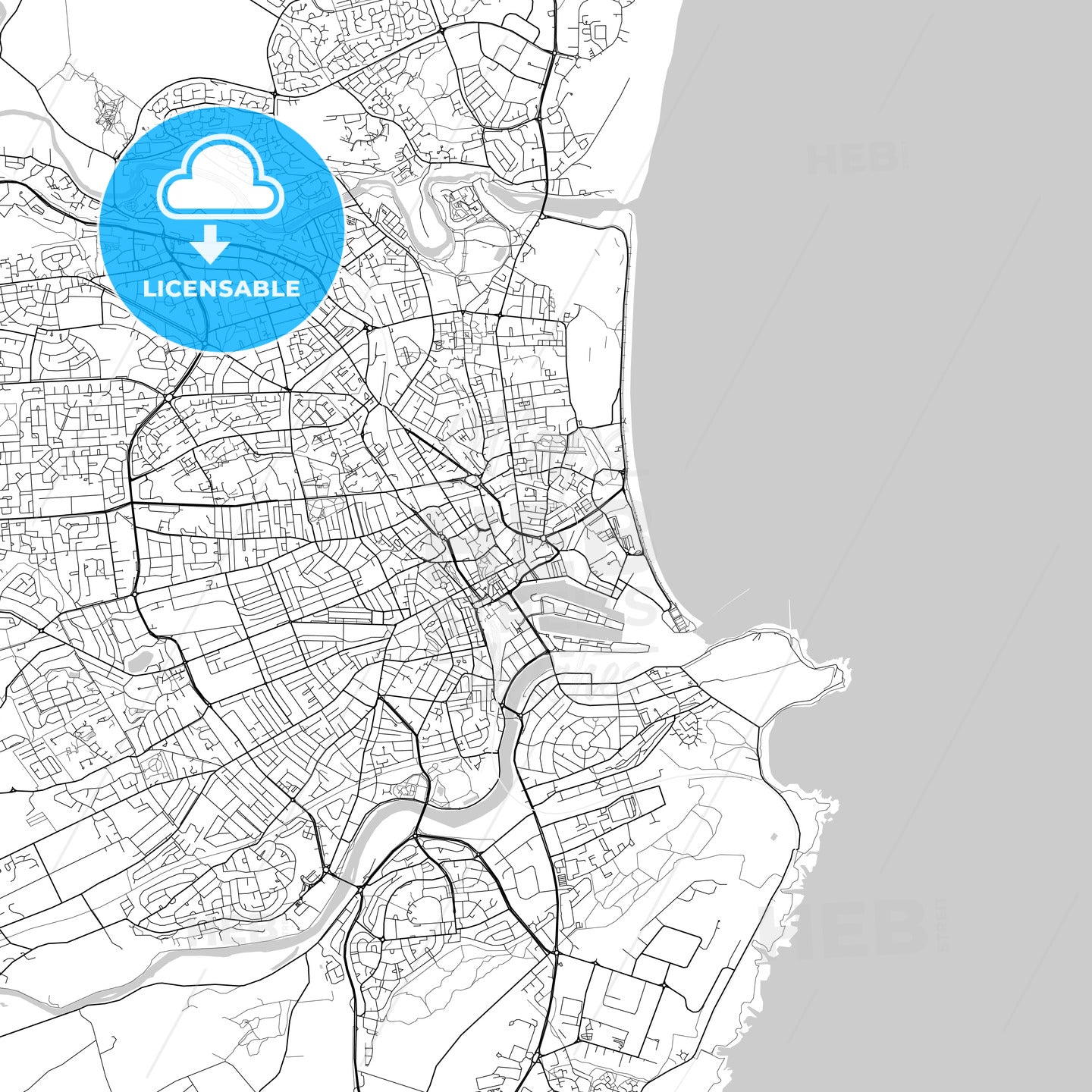 Aberdeen, Scotland, UK, Vector Map - Light