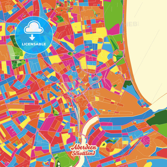Aberdeen, Scotland Crazy Colorful Street Map Poster Template - HEBSTREITS Sketches