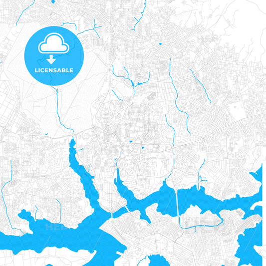 Abidjan, Ivory Coast PDF vector map with water in focus