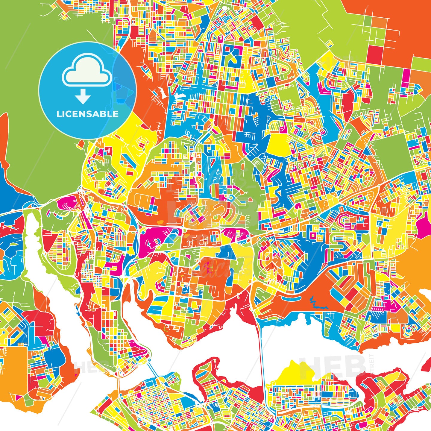 Abidjan, Ivory Coast, colorful vector map