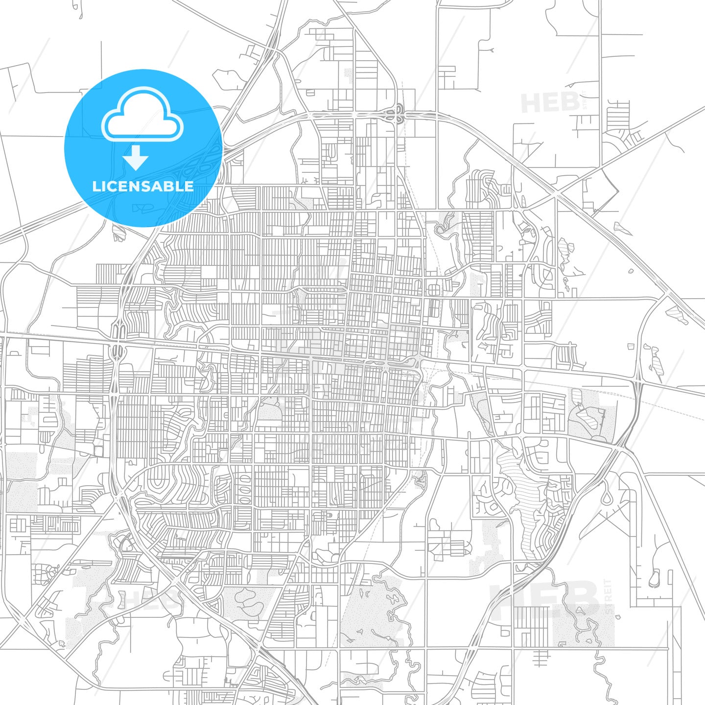 Abilene, Texas, USA, bright outlined vector map
