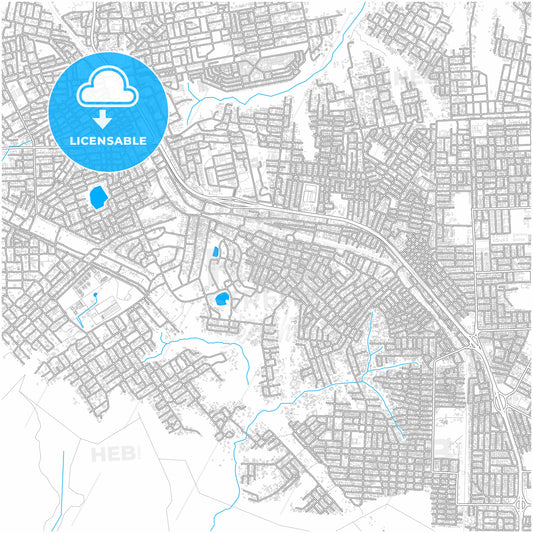 Abobo, Ivory Coast, city map with high quality roads.