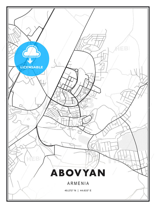 Abovyan, Armenia, Modern Print Template in Various Formats - HEBSTREITS Sketches