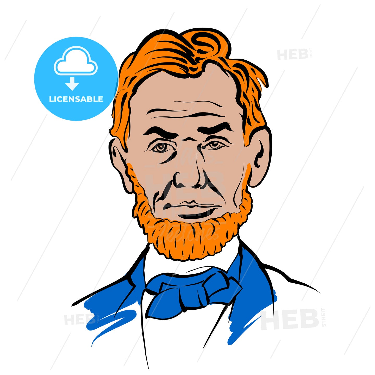 Abraham Lincoln Vector Drawing With Colored Surfaces