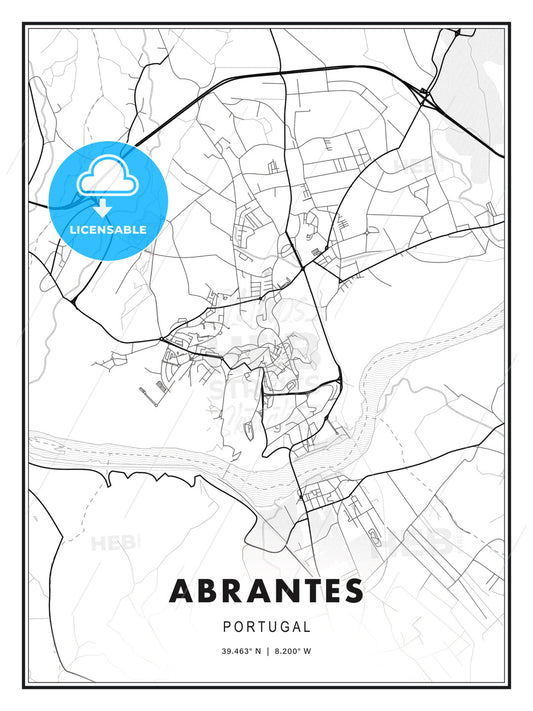 Abrantes, Portugal, Modern Print Template in Various Formats - HEBSTREITS Sketches