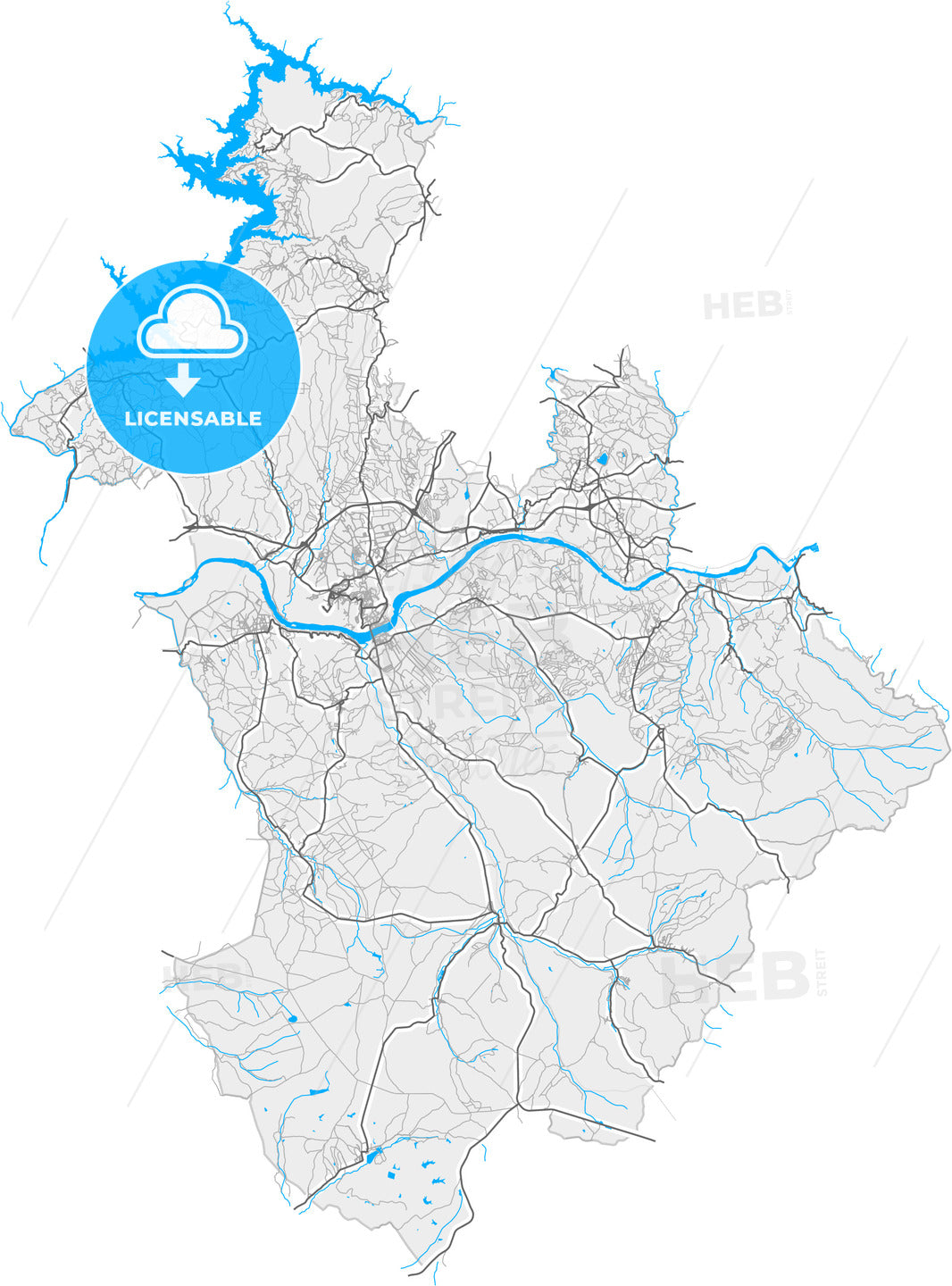 Abrantes, Santarém, Portugal, high quality vector map