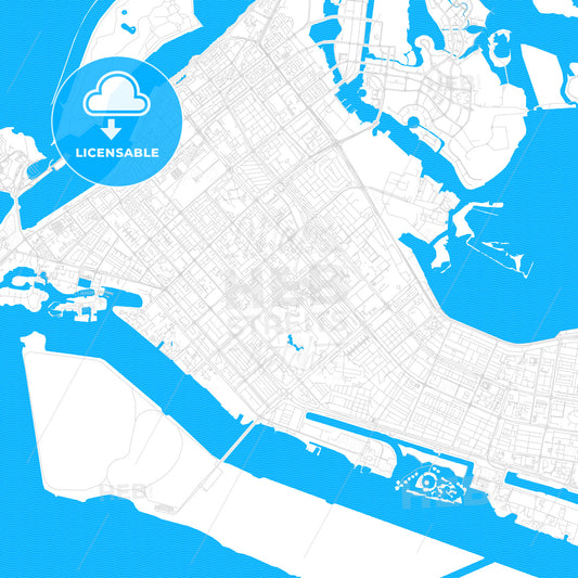 Abu Dhabi  , United Arab Emirates PDF vector map with water in focus