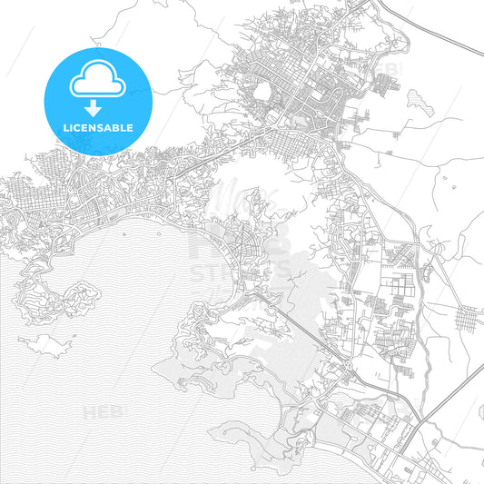 Acapulco, Guerrero, Mexico, bright outlined vector map