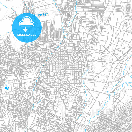 Acharnes, Attica, Greece, city map with high quality roads.