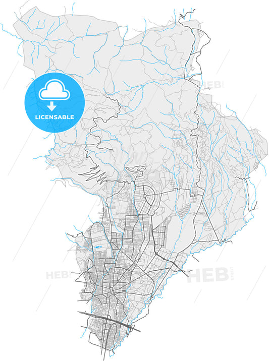 Acharnes, Attica, Greece, high quality vector map