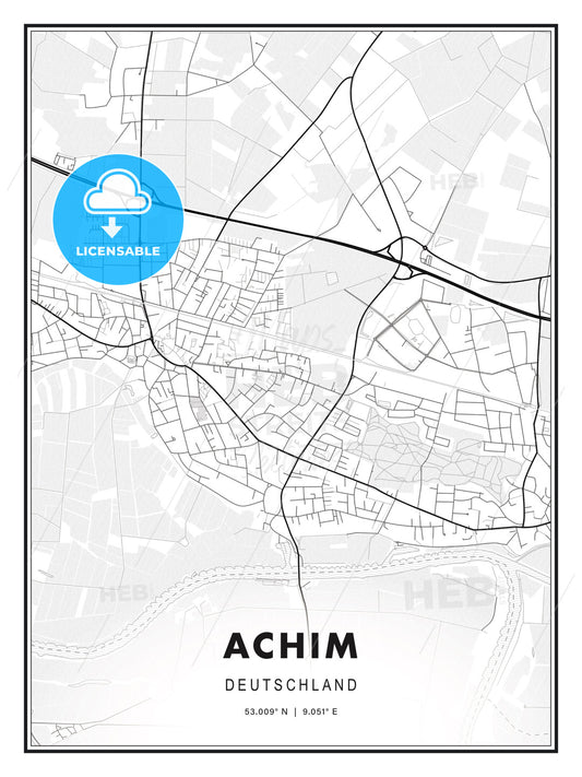 Achim, Germany, Modern Print Template in Various Formats - HEBSTREITS Sketches
