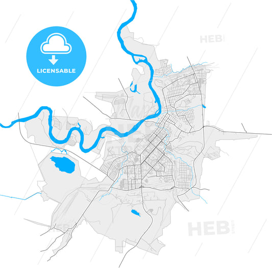 Achinsk, Krasnoyarsk Krai, Russia, high quality vector map