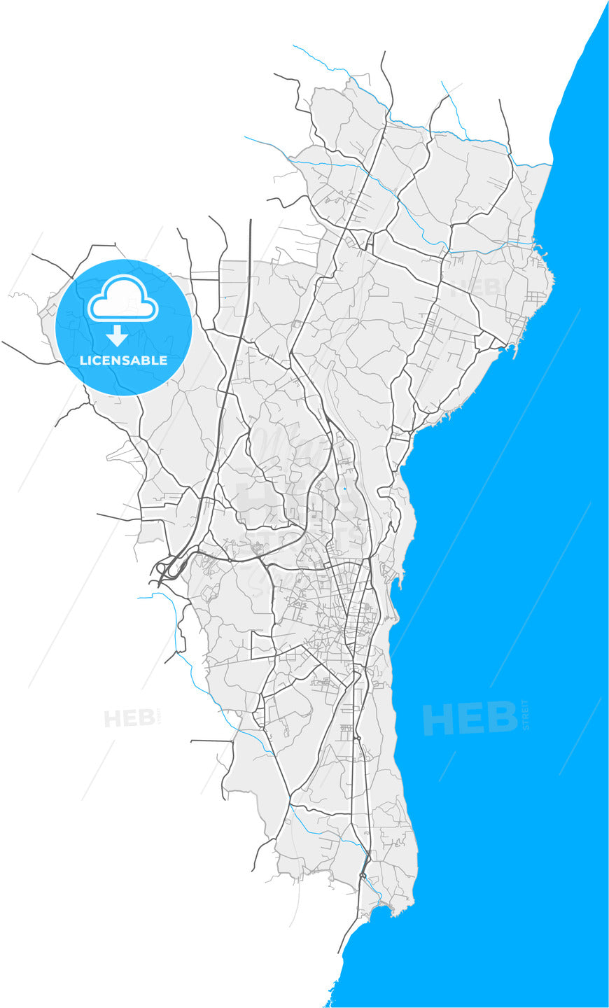 Acireale, Sicily, Italy, high quality vector map