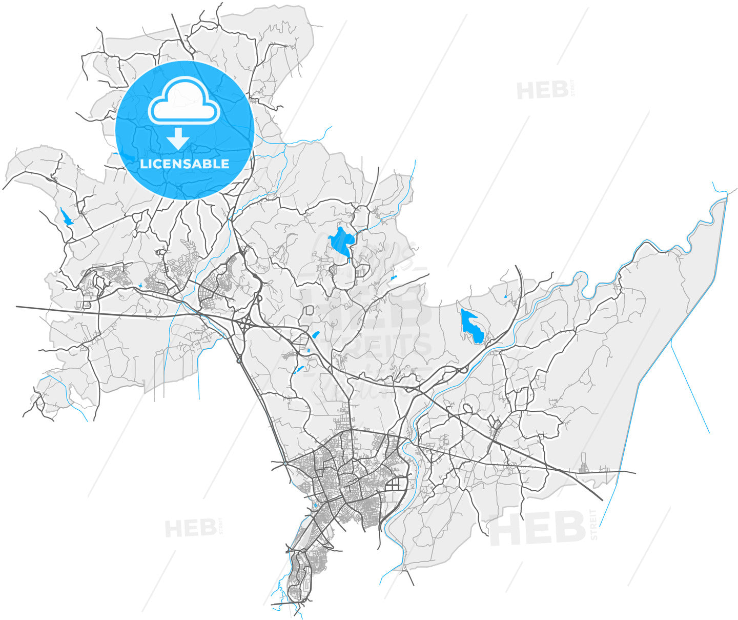 Adapazarı, Sakarya, Turkey, high quality vector map