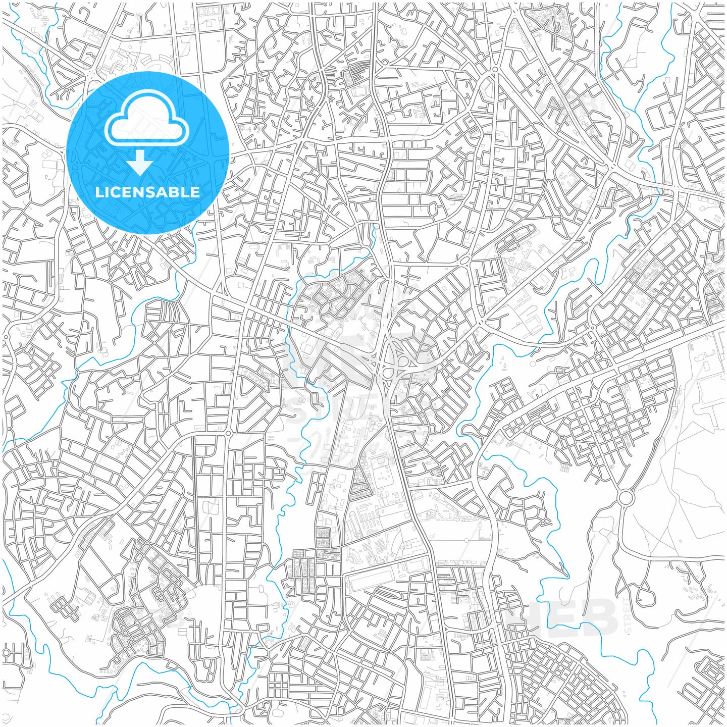 Addis Ababa, Ethiopia, city map with high quality roads.