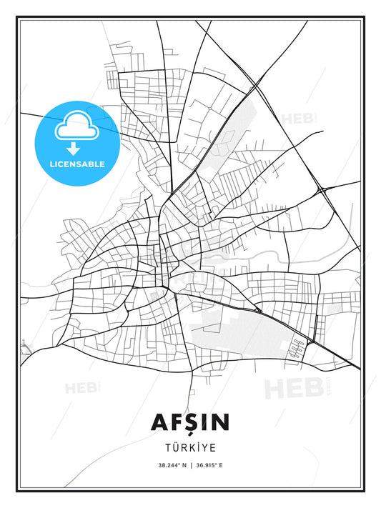 Afşin, Turkey, Modern Print Template in Various Formats - HEBSTREITS Sketches
