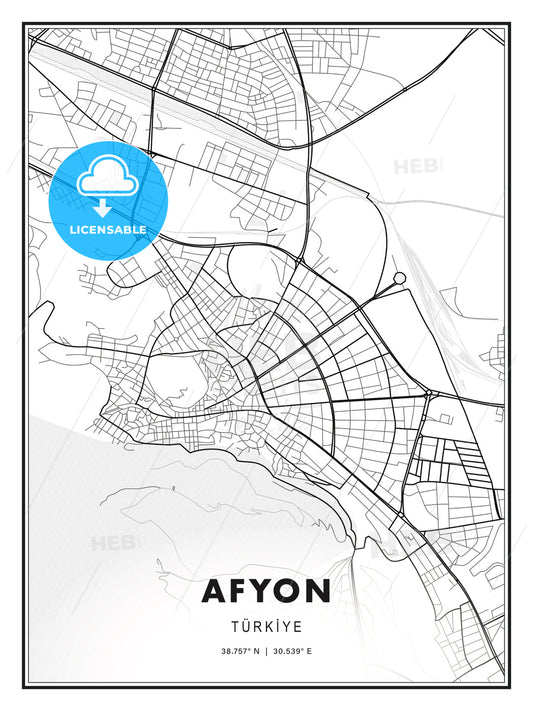 Afyon, Turkey, Modern Print Template in Various Formats - HEBSTREITS Sketches