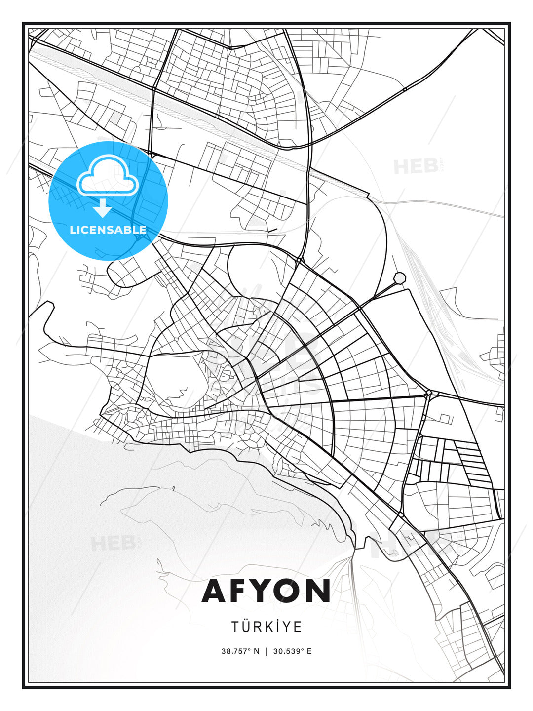 Afyon, Turkey, Modern Print Template in Various Formats - HEBSTREITS Sketches