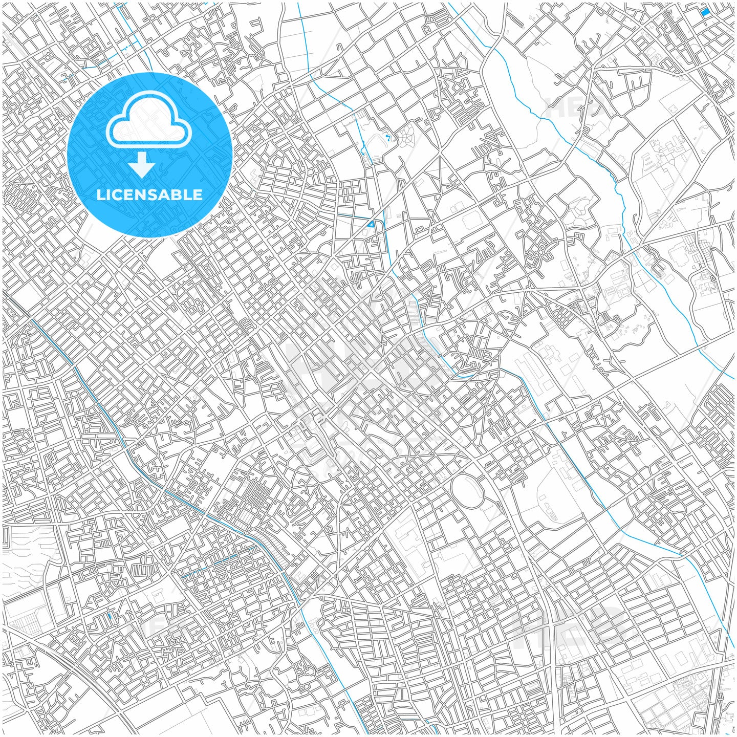 Ageo, Saitama, Japan, city map with high quality roads.